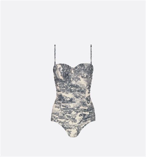 maillot de bain dior bleu|Maillot de bain une pièce Tissu technique bleu et blanc .